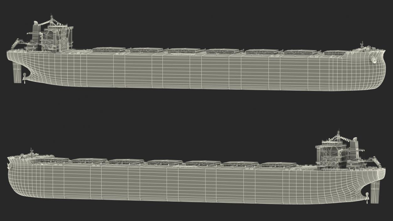 3D Ore Carrier Ship Loaded model