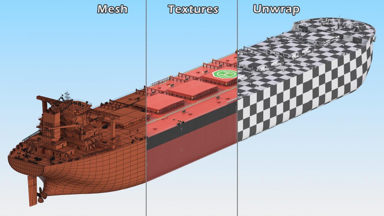 3D Ore Carrier Ship Loaded model