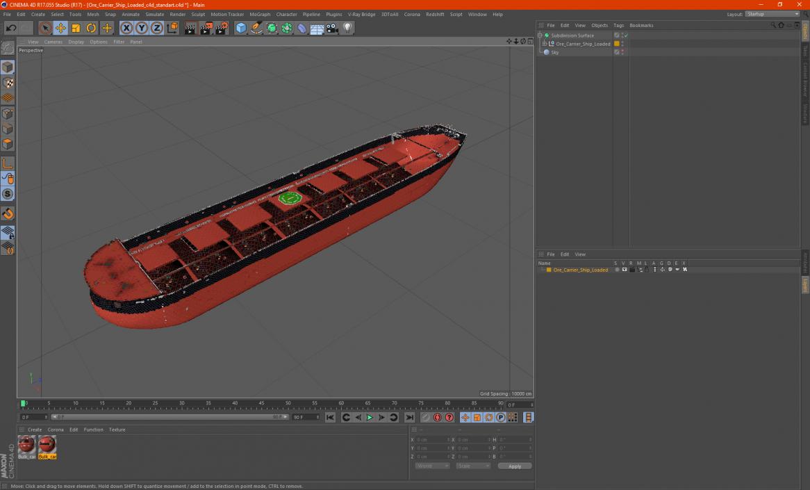 3D Ore Carrier Ship Loaded model