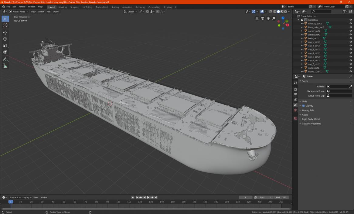 3D Ore Carrier Ship Loaded model