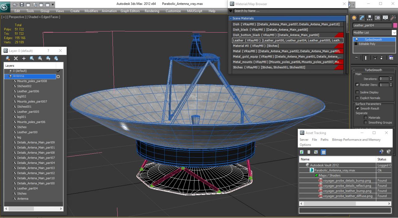 3D Parabolic Antenna 3D Model 2 model