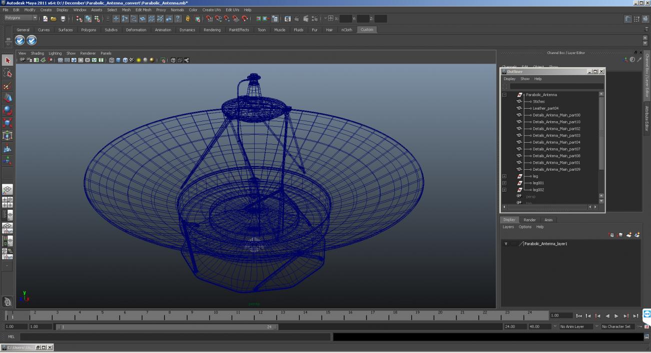 3D Parabolic Antenna 3D Model 2 model