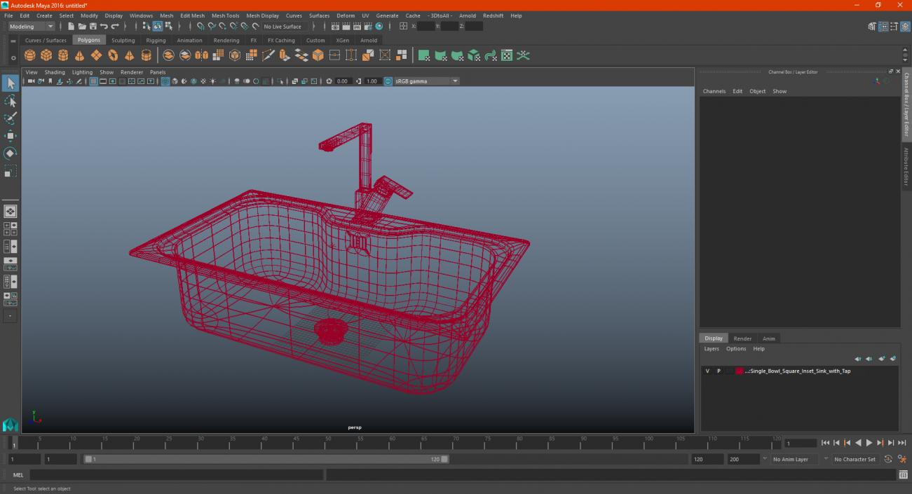 3D Single Bowl Square Inset Sink with Tap model