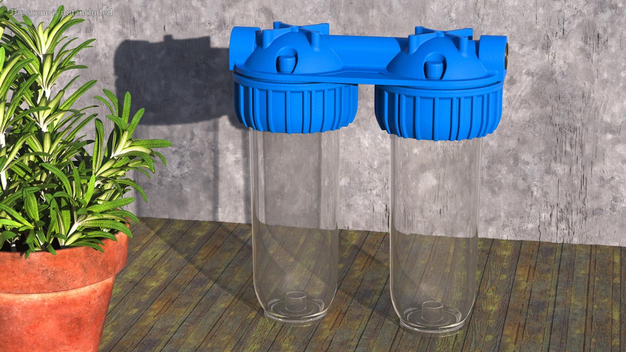 3D Dual Stage Water Filter Housing Transparent model