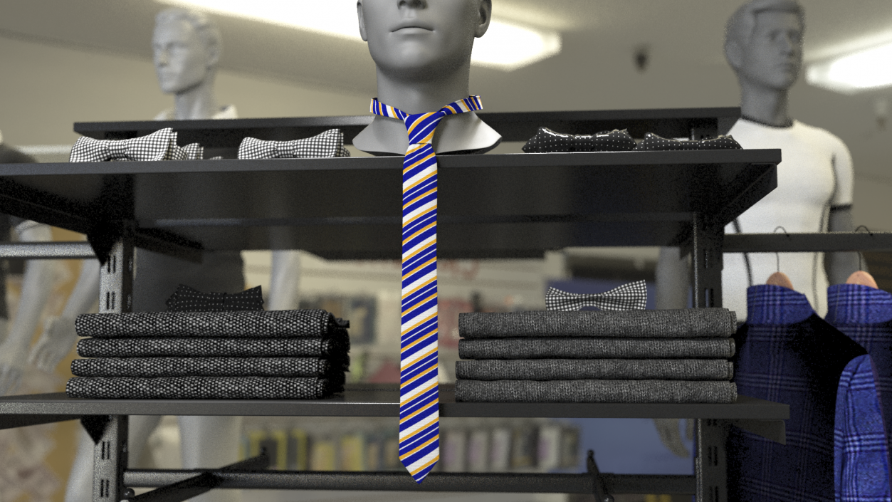 3D Classic Striped Necktie model