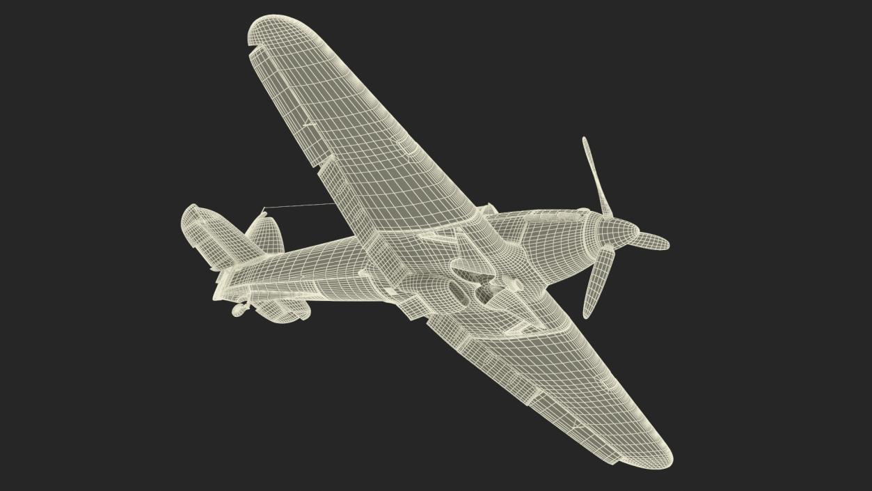 Hawker Hurricane Mk1 WW2 Fighter Rigged 3D model