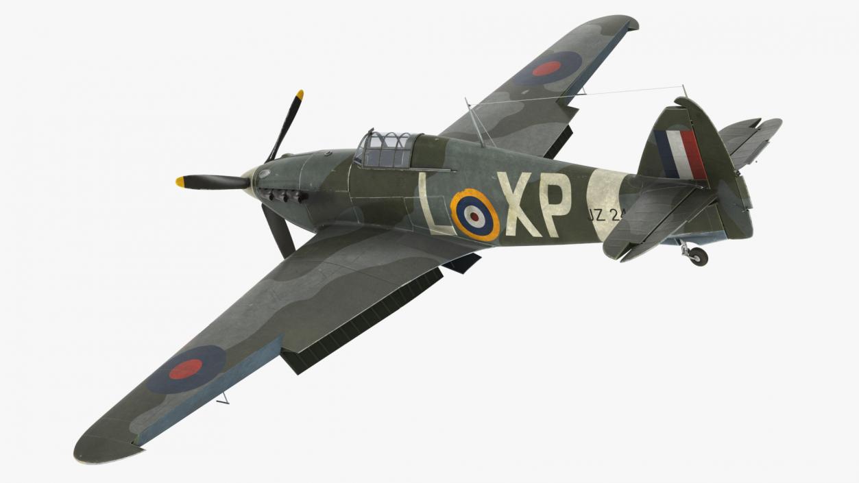 Hawker Hurricane Mk1 WW2 Fighter Rigged 3D model