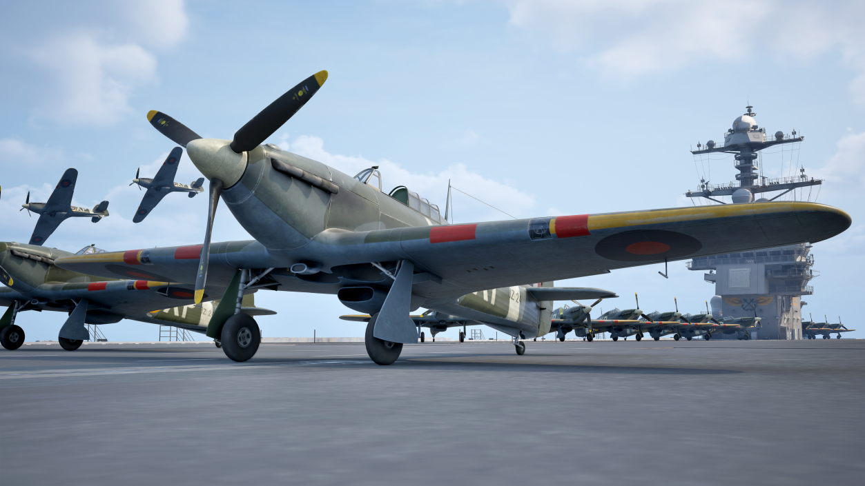 Hawker Hurricane Mk1 WW2 Fighter Rigged 3D model