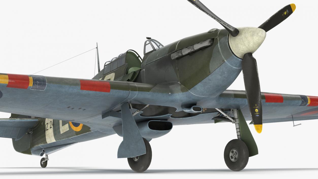 Hawker Hurricane Mk1 WW2 Fighter Rigged 3D model