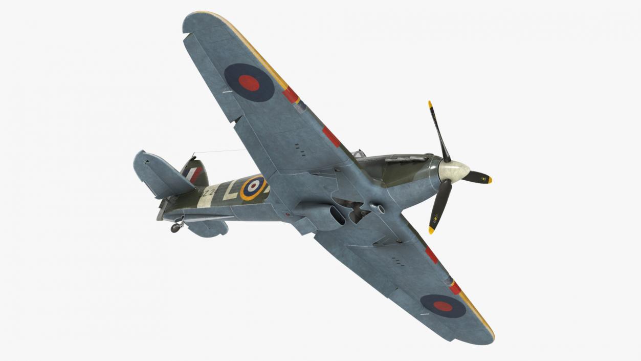 Hawker Hurricane Mk1 WW2 Fighter Rigged 3D model