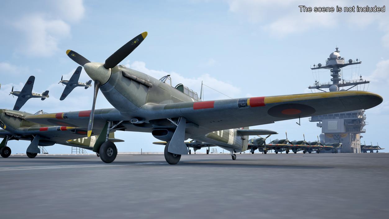 Hawker Hurricane Mk1 WW2 Fighter Rigged 3D model