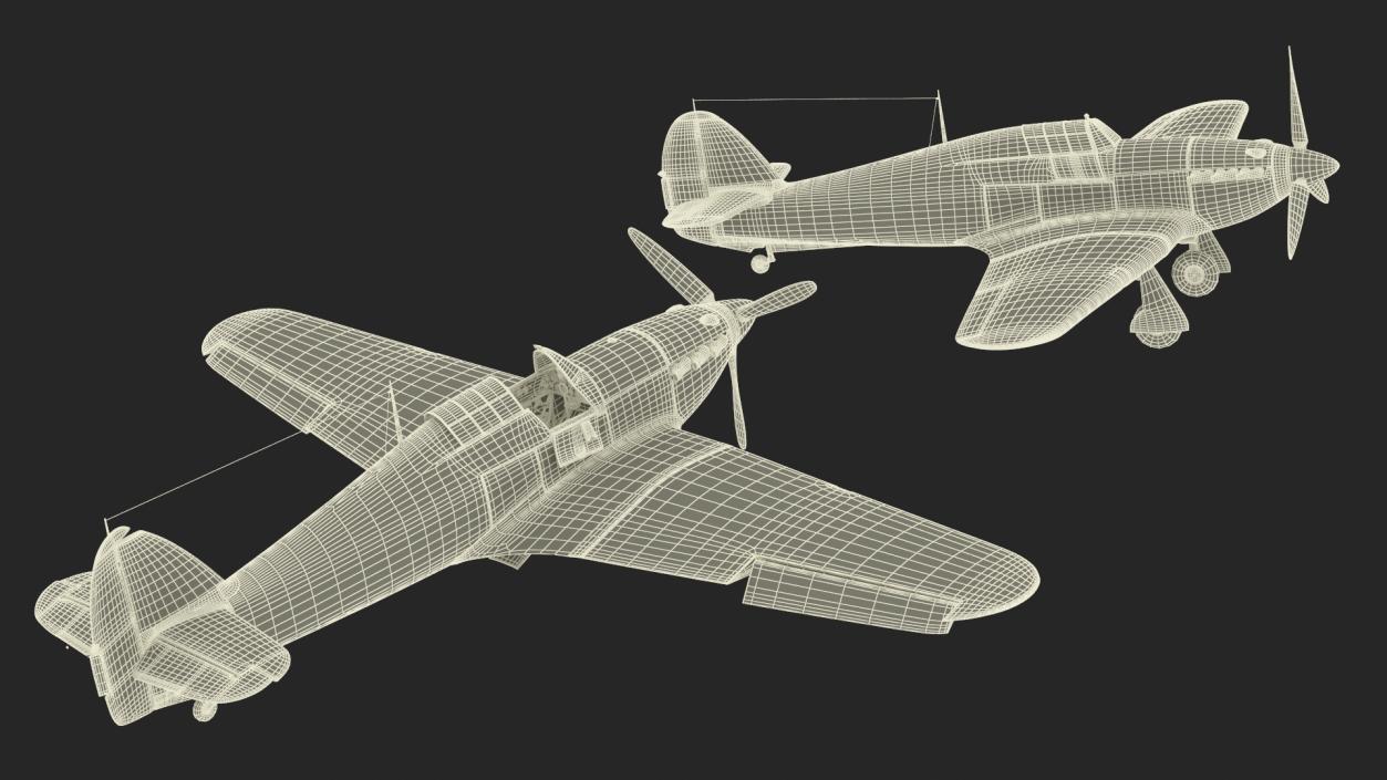 Hawker Hurricane Mk1 WW2 Fighter Rigged 3D model