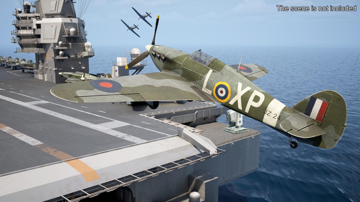 Hawker Hurricane Mk1 WW2 Fighter Rigged 3D model