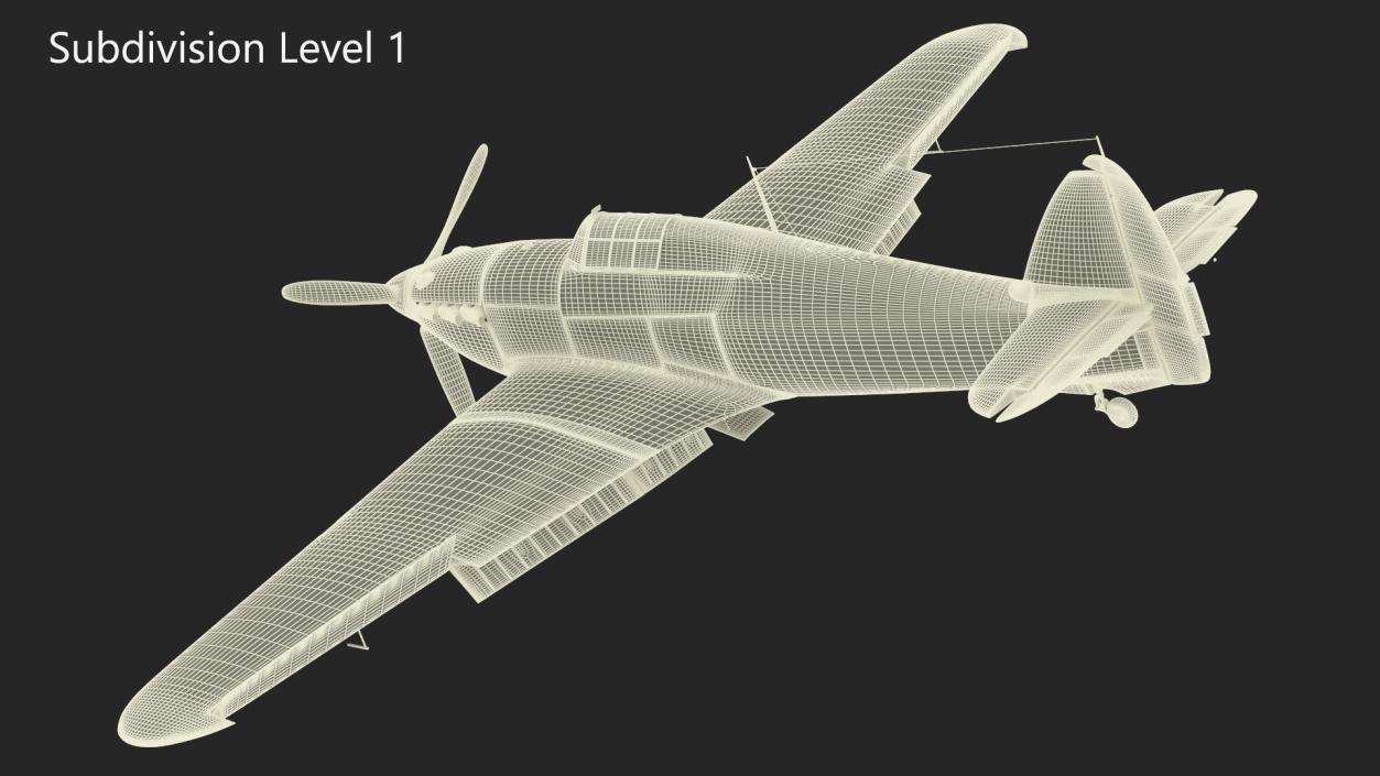 Hawker Hurricane Mk1 WW2 Fighter Rigged 3D model