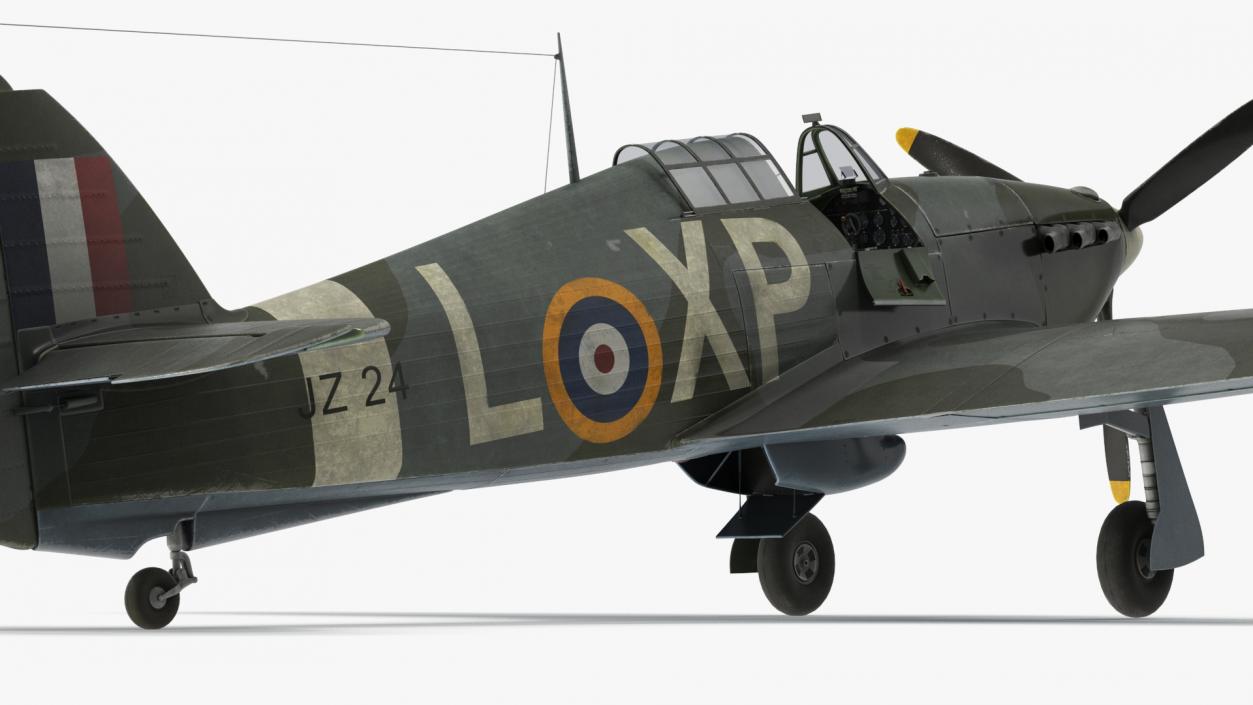 Hawker Hurricane Mk1 WW2 Fighter Rigged 3D model