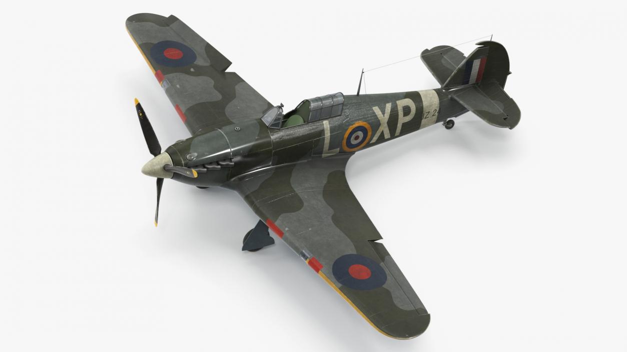 Hawker Hurricane Mk1 WW2 Fighter Rigged 3D model