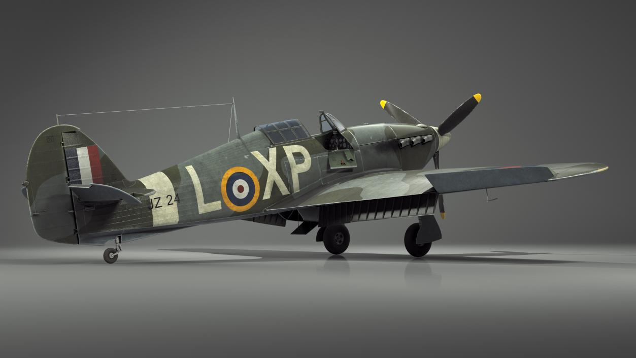 Hawker Hurricane Mk1 WW2 Fighter Rigged 3D model