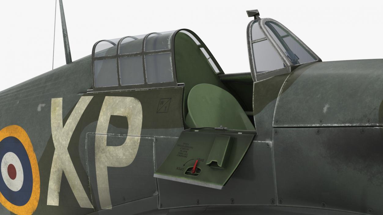 Hawker Hurricane Mk1 WW2 Fighter Rigged 3D model