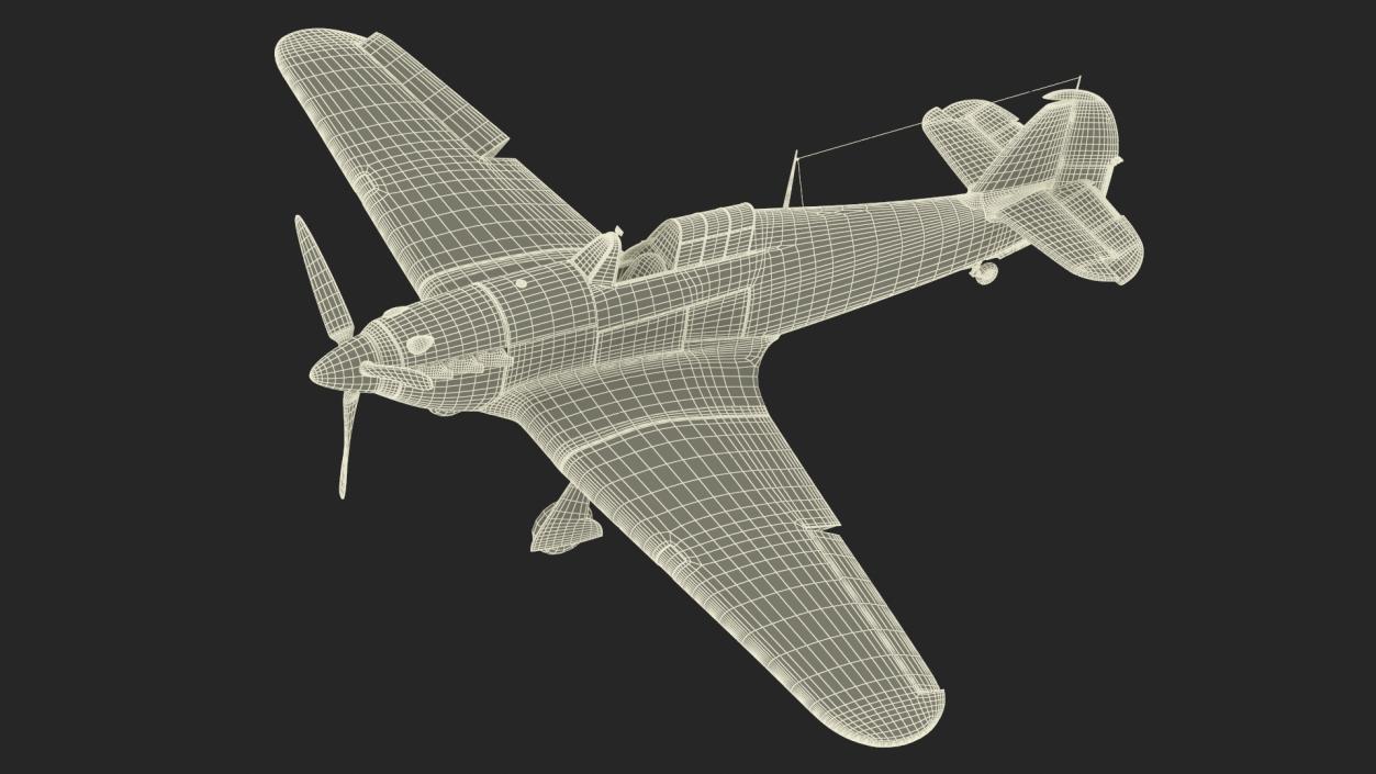 Hawker Hurricane Mk1 WW2 Fighter Rigged 3D model