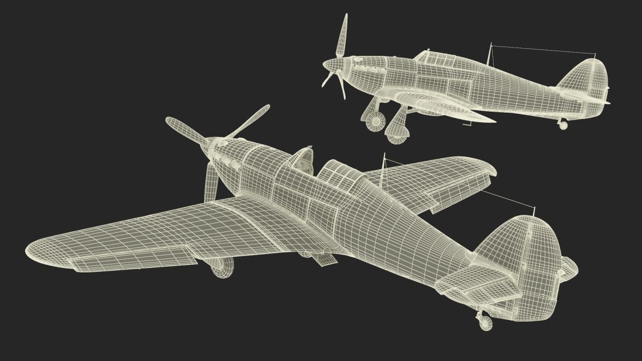 Hawker Hurricane Mk1 WW2 Fighter Rigged 3D model