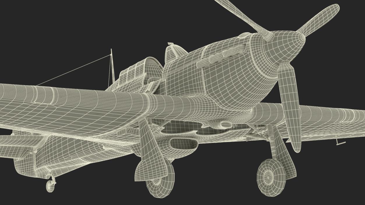 Hawker Hurricane Mk1 WW2 Fighter Rigged 3D model