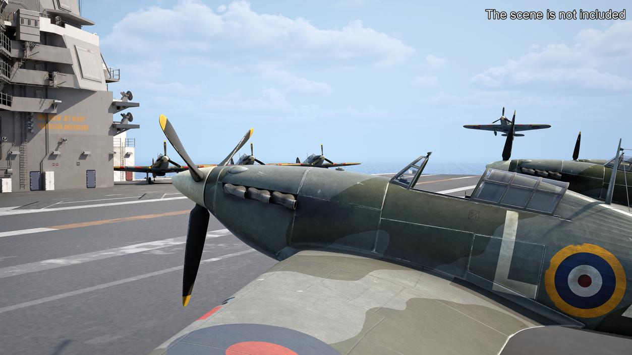 Hawker Hurricane Mk1 WW2 Fighter Rigged 3D model