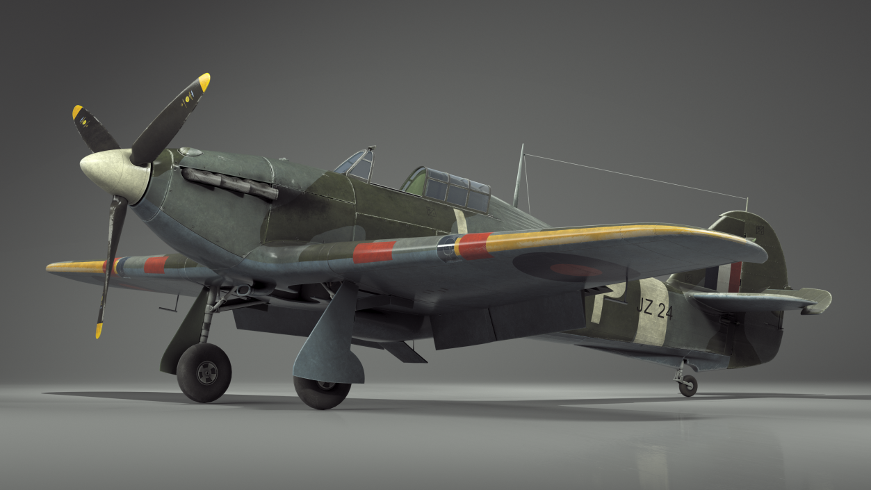 Hawker Hurricane Mk1 WW2 Fighter Rigged 3D model