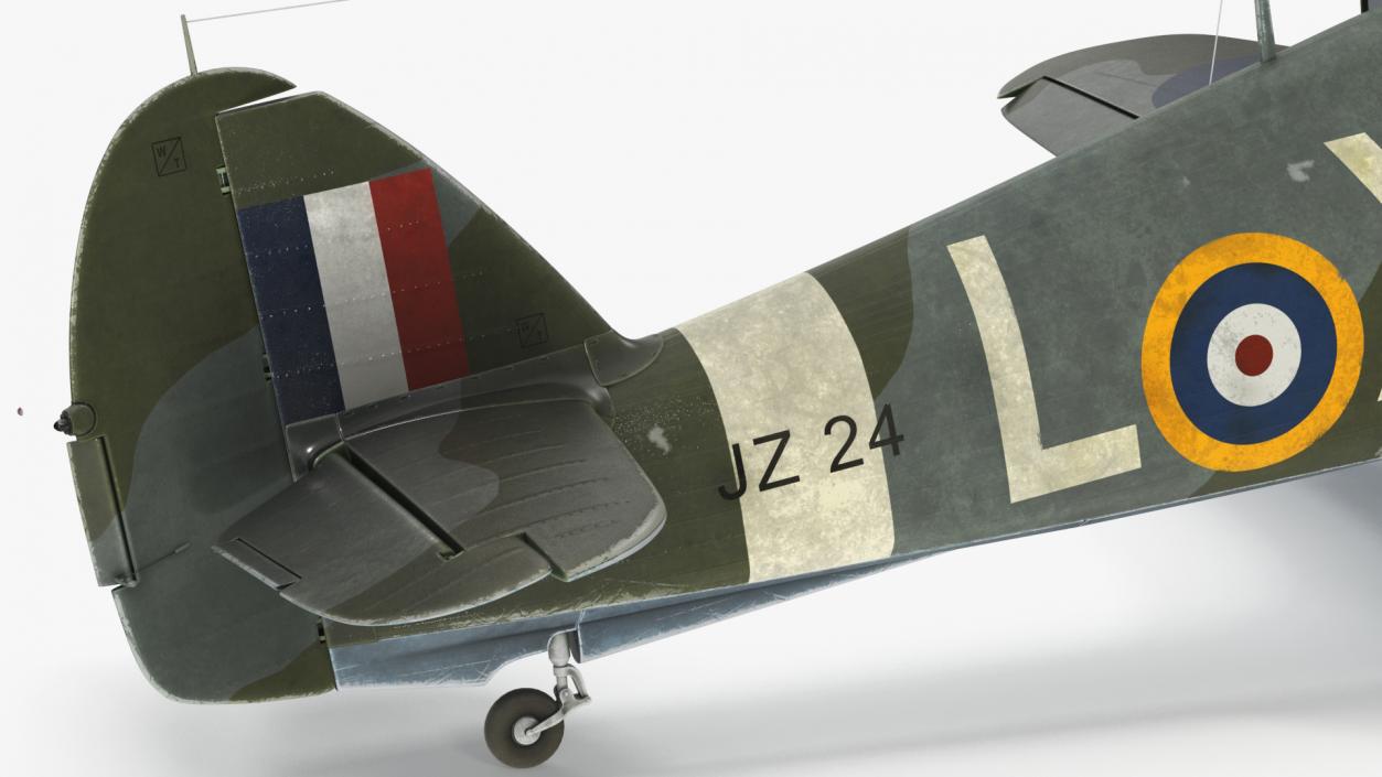 Hawker Hurricane Mk1 WW2 Fighter Rigged 3D model