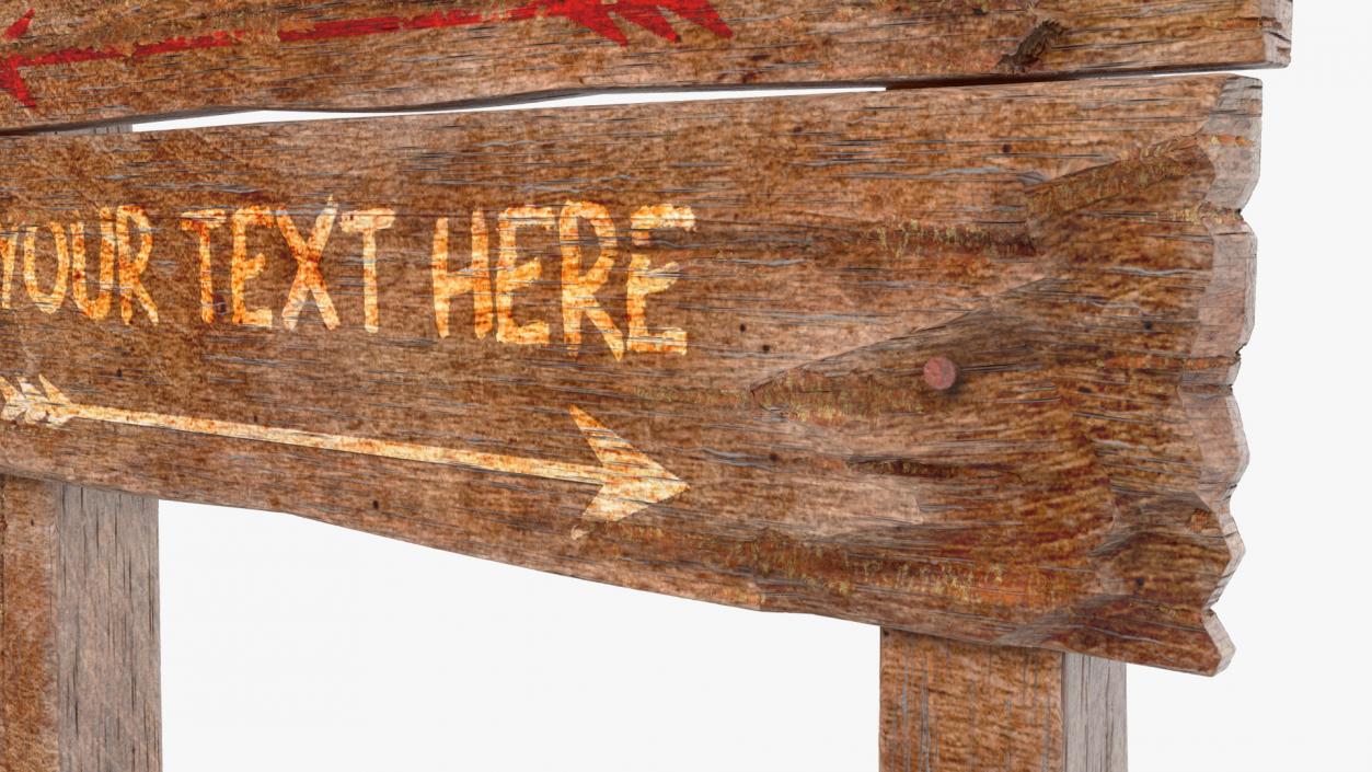 Aged Wooden Road Sign Board Mockup 3D model