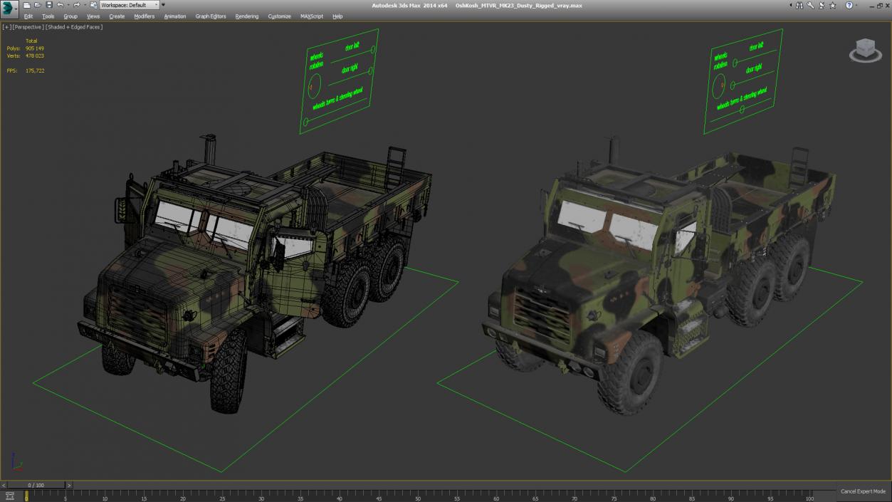 3D model OshKosh MTVR MK23 Dusty Rigged