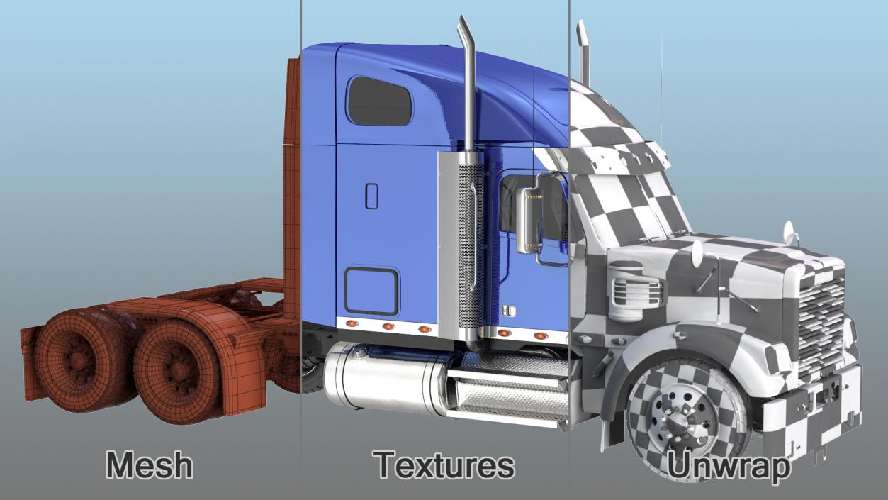 3D Heavy Duty Long Hood Truck