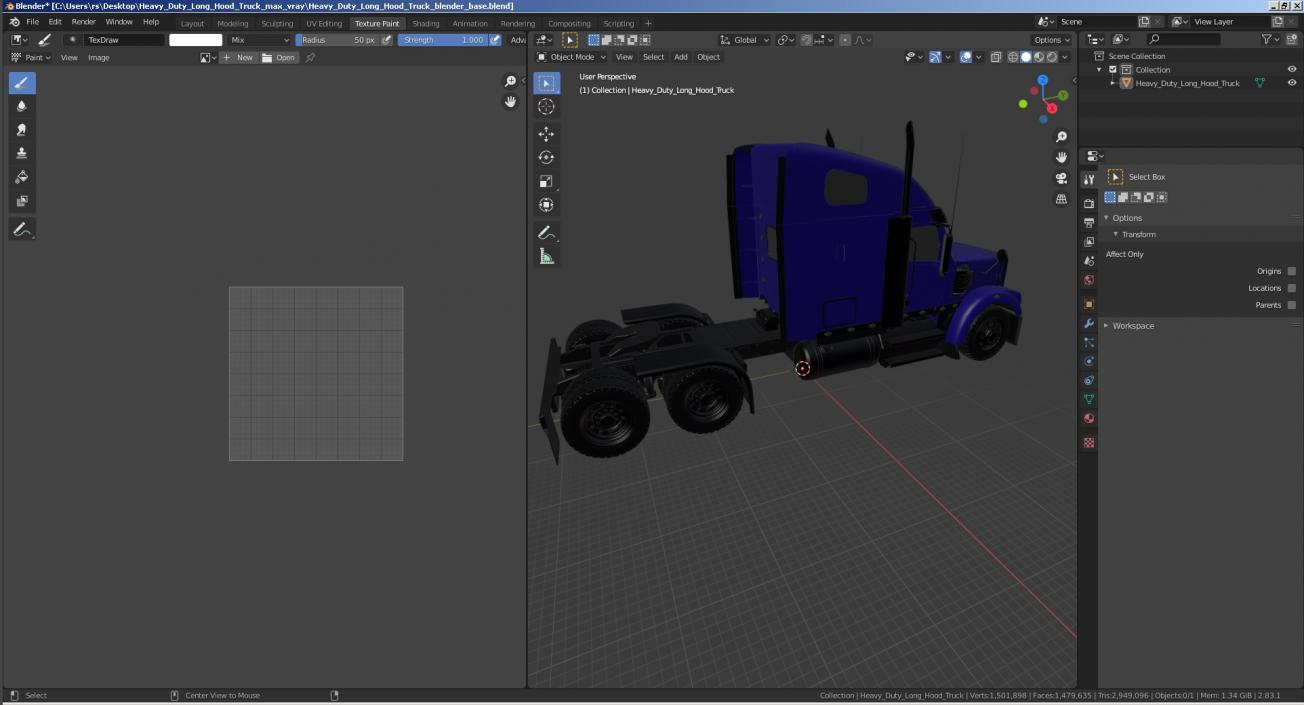 3D Heavy Duty Long Hood Truck