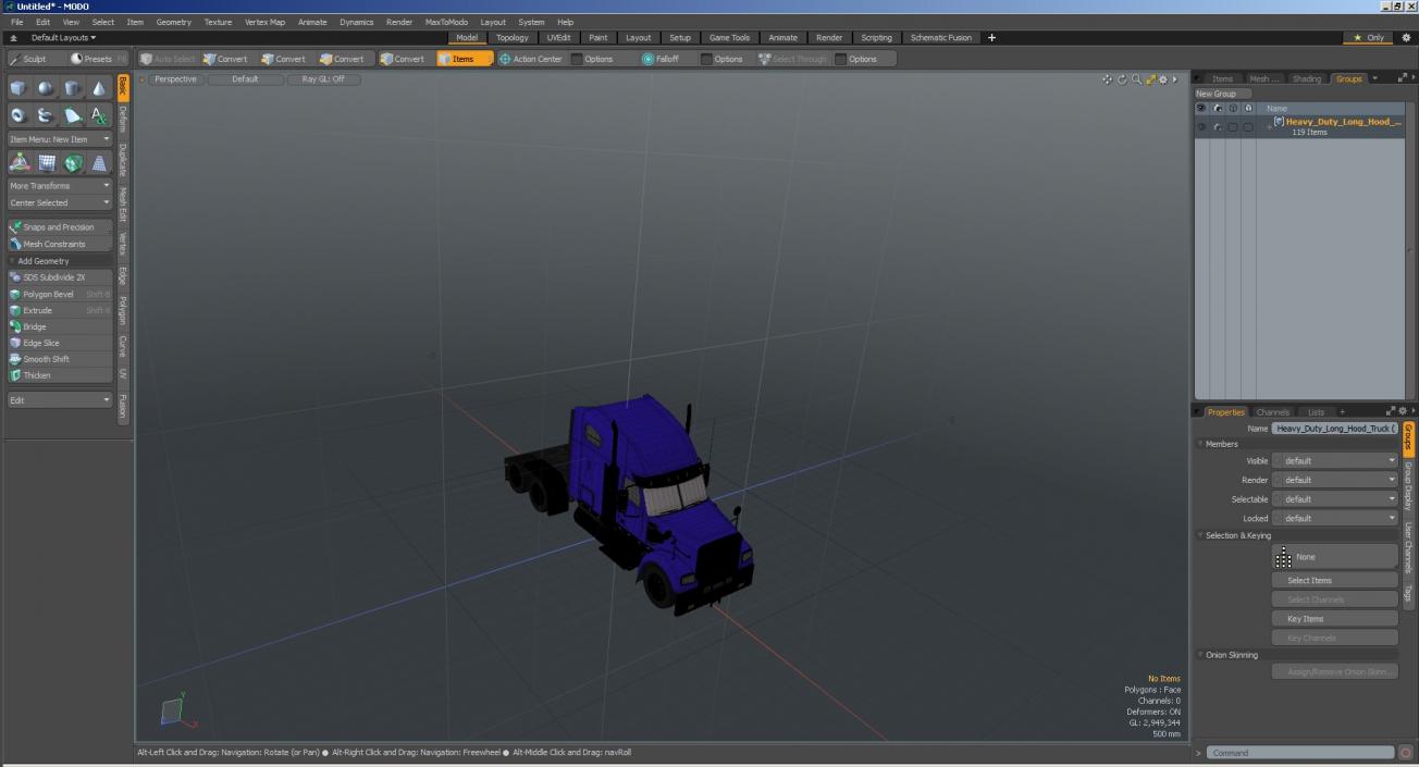 3D Heavy Duty Long Hood Truck