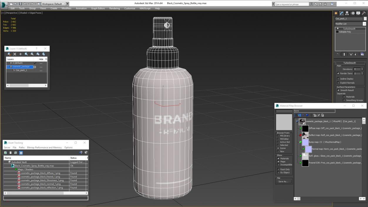 Black Cosmetic Spray Bottle 3D