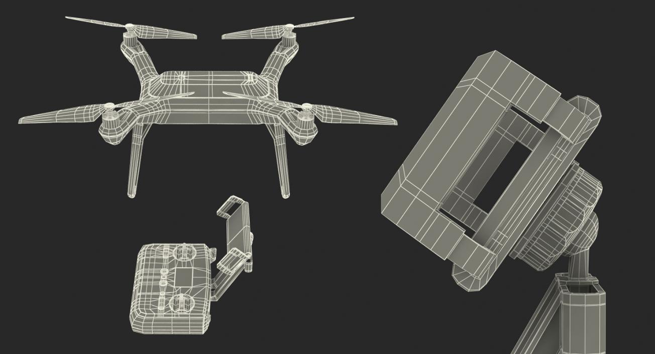 R Solo Drone Quadcopter Set Rigged 3D model