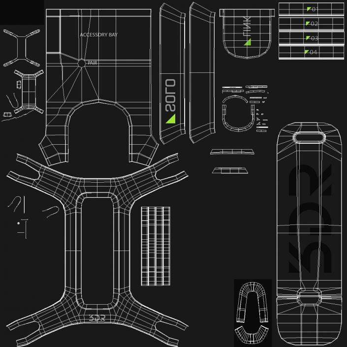 R Solo Drone Quadcopter Set Rigged 3D model