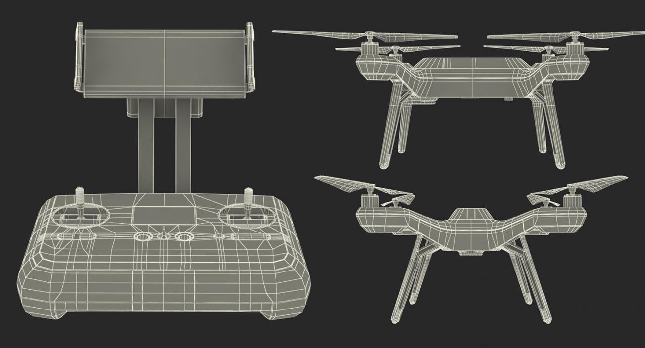 R Solo Drone Quadcopter Set Rigged 3D model