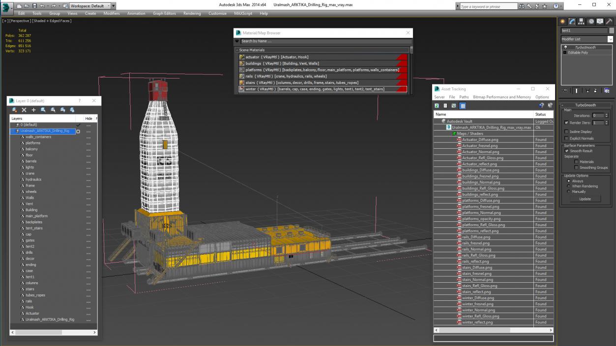 Uralmash ARKTIKA Drilling Rig 3D model