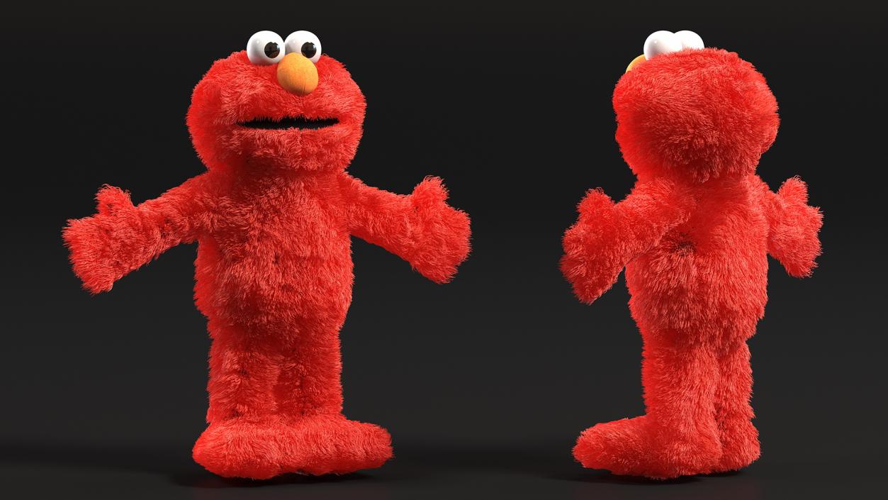 Elmo Full Body Hand Puppet Fur Rigged 3D