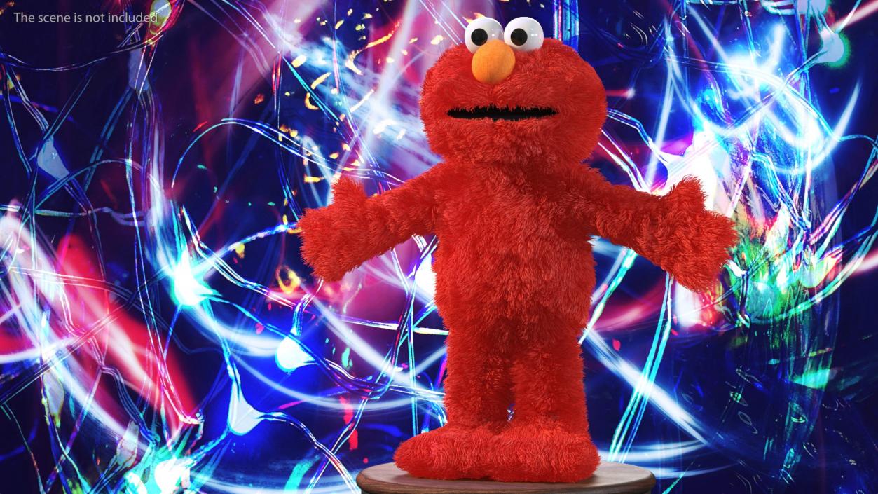 Elmo Full Body Hand Puppet Fur Rigged 3D