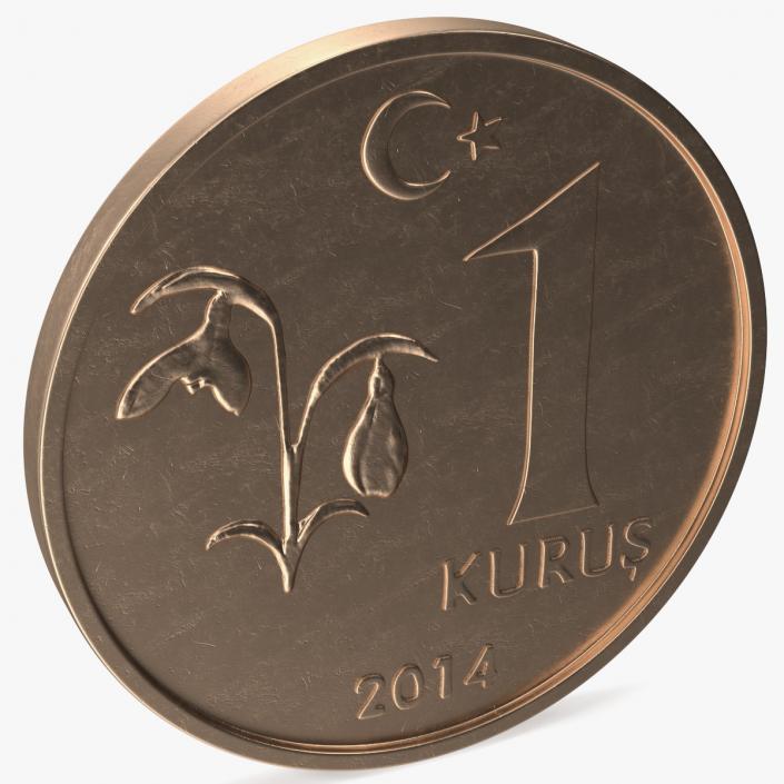 3D One Kurus Coin from Turkey