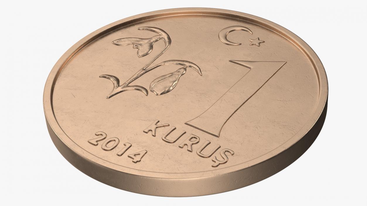 3D One Kurus Coin from Turkey