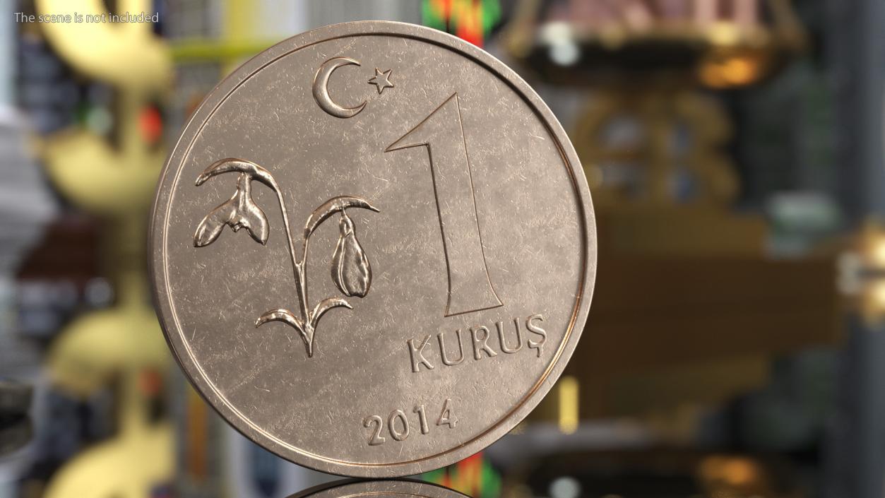 3D One Kurus Coin from Turkey