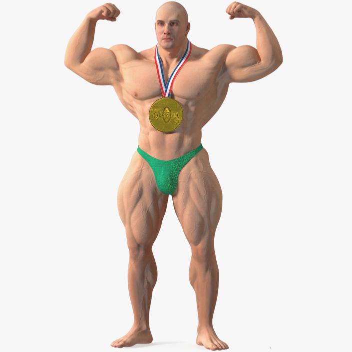 3D Muscular Bodybuilder Athlete Man Rigged for Cinema 4D model