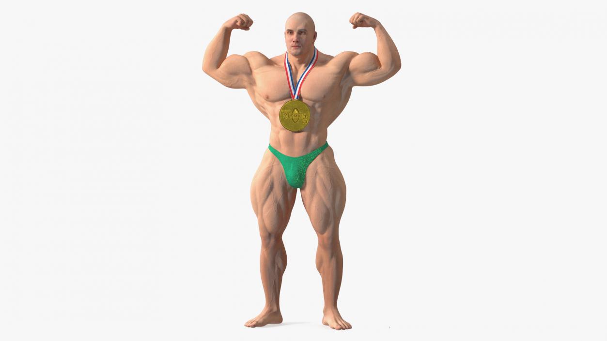 3D Muscular Bodybuilder Athlete Man Rigged for Cinema 4D model