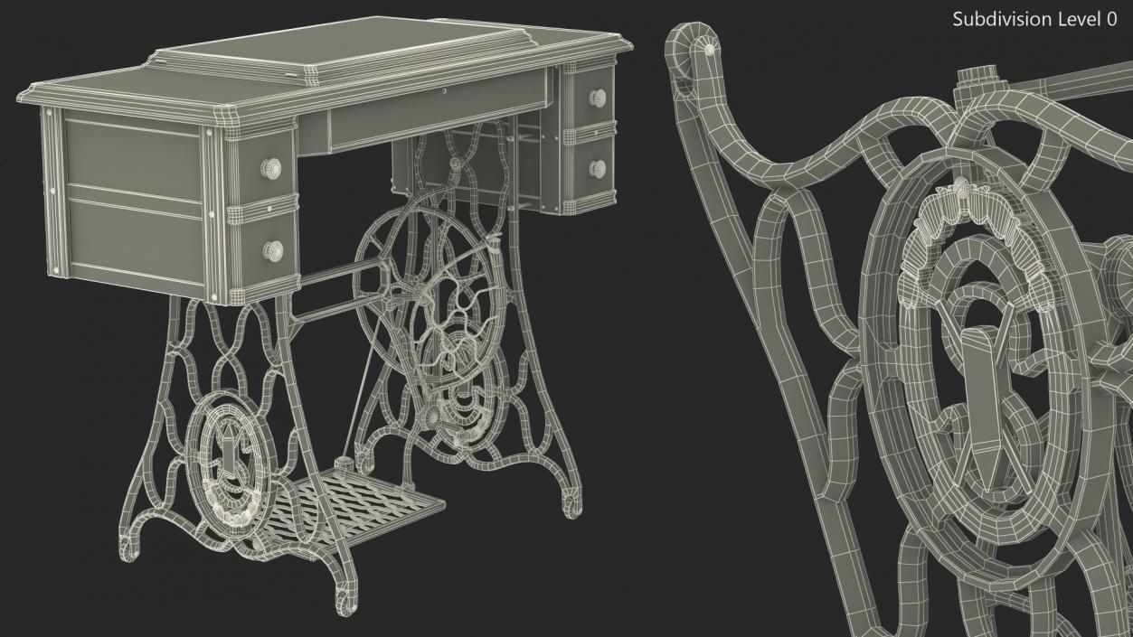 3D model Antique Sewing Machine Cabinet