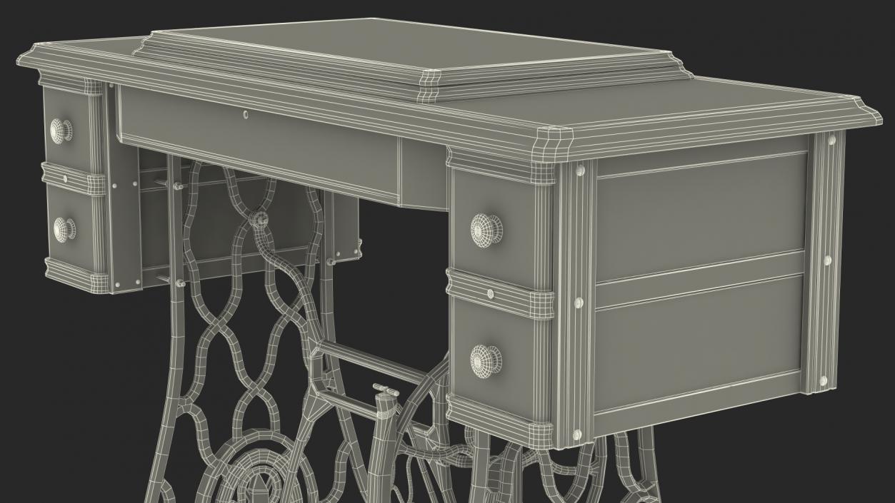 3D model Antique Sewing Machine Cabinet