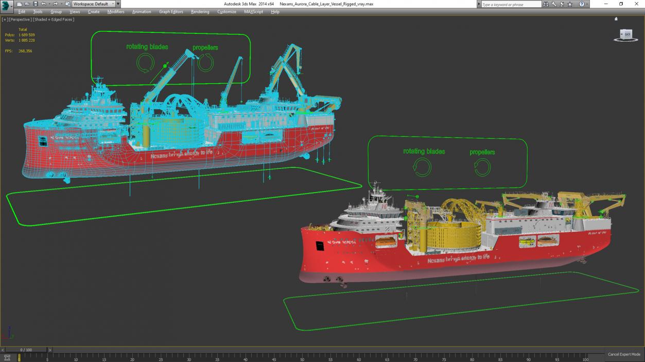 Nexans Aurora Cable Layer Vessel Rigged 3D model