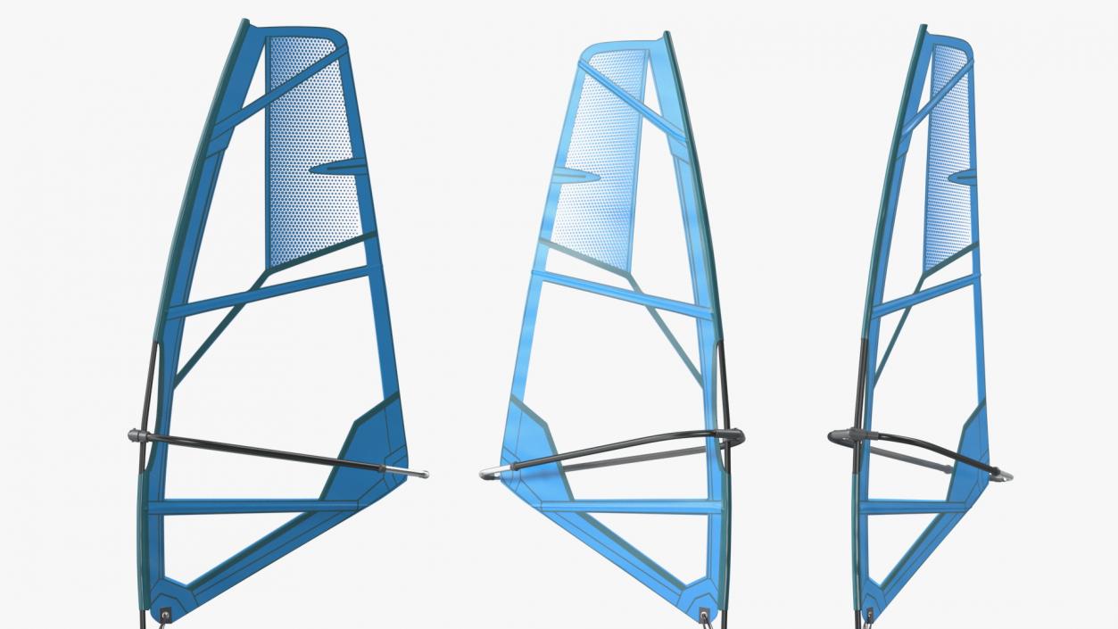 3D Inflatable Windsurf SUP with Sail Blue model