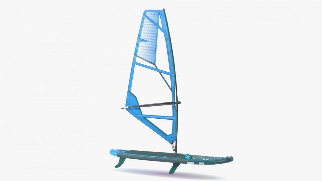 3D Inflatable Windsurf SUP with Sail Blue model